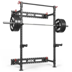ATX® Folding Squat Rack 500 25 ATX® Folding Squat Rack 500 -Sams Fitness Store ATX FBR 500 squat rack with weights and barbell