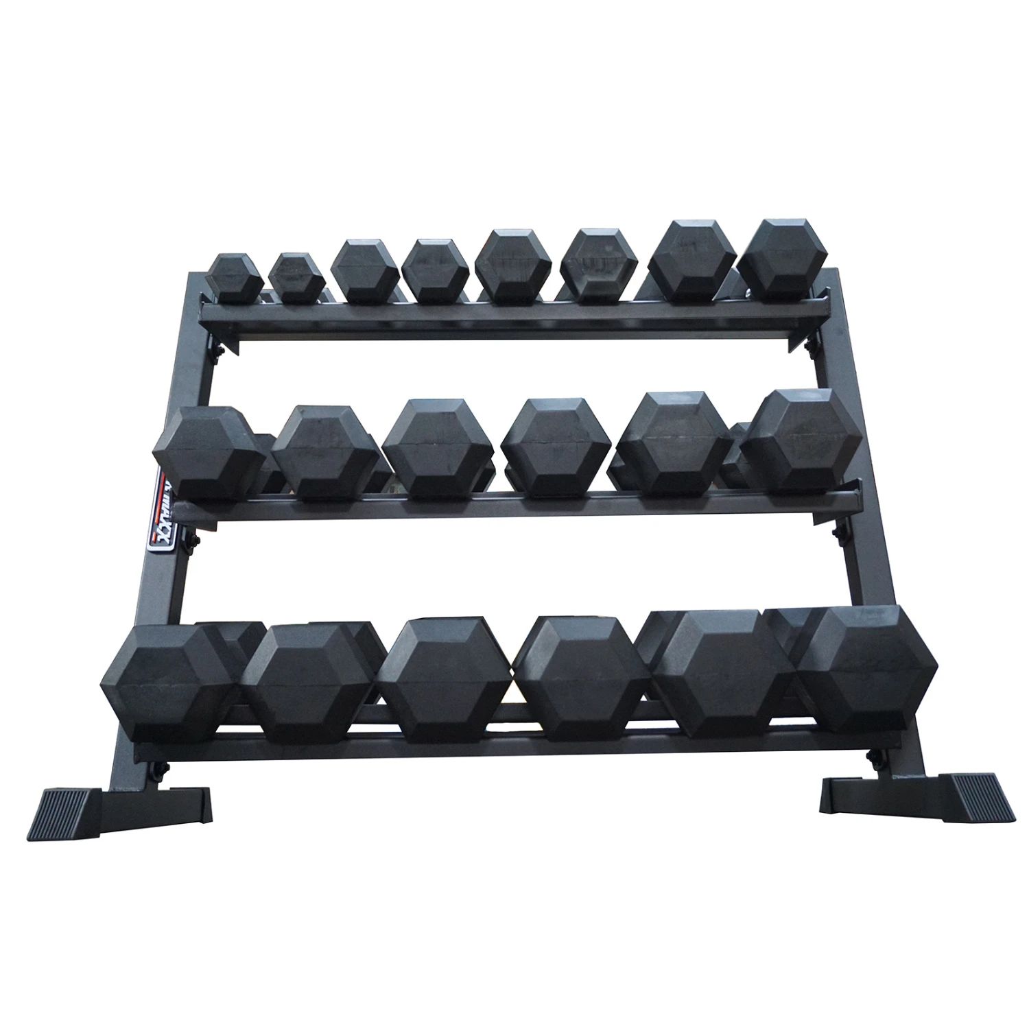 Power Maxx 2.5 Kg – 25 Kg Rubber Hex 10 Pair Dumbbell Set With Compact 3 Tier Rack 2 Power Maxx 2.5 Kg – 25 Kg Rubber Hex 10 Pair Dumbbell Set With Compact 3 Tier Rack - Image 2