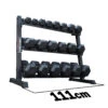 Power Maxx 2.5 Kg – 25 Kg Rubber Hex 10 Pair Dumbbell Set With Compact 3 Tier Rack