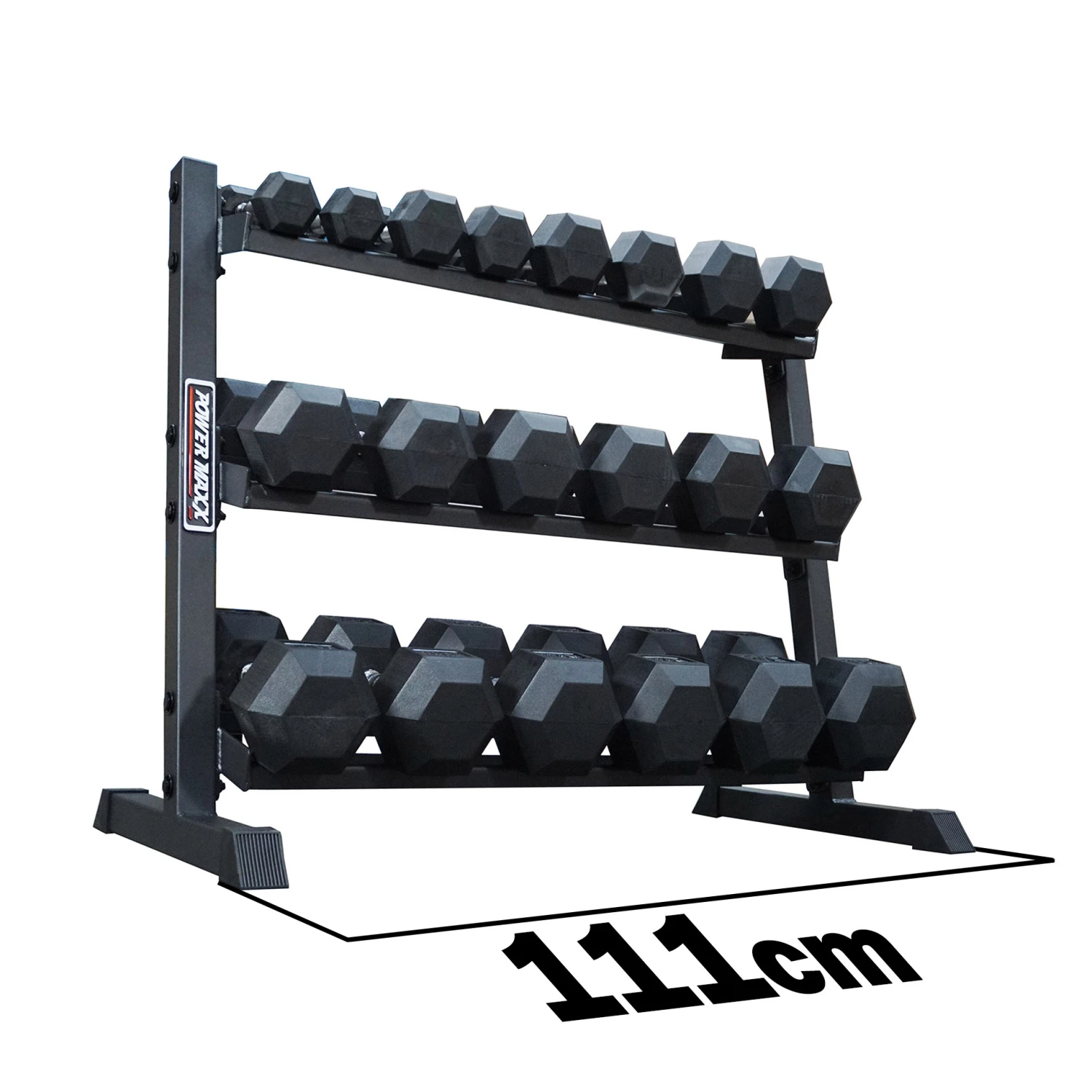 Power Maxx 2.5 Kg – 25 Kg Rubber Hex 10 Pair Dumbbell Set With Compact 3 Tier Rack 1 Power Maxx 2.5 Kg – 25 Kg Rubber Hex 10 Pair Dumbbell Set With Compact 3 Tier Rack