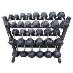 Power Maxx 2.5 Kg – 25 Kg Rubber Hex 10 Pair Dumbbell Set With Compact 3 Tier Rack 7 Power Maxx 2.5 Kg – 25 Kg Rubber Hex 10 Pair Dumbbell Set With Compact 3 Tier Rack -Sams Fitness Store CG2.5 25RBHXCPT gym hex dumbbell set