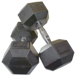 10kg – 40kg Rubber Hex 10pr With Rack 19 10kg – 40kg Rubber Hex 10pr With Rack -Sams Fitness Store CGHEXDB25KG rubber hex dumbbell pair