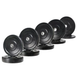 150kg Black Olympic Bumper Weight Plate Set