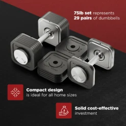 Ironmaster 75 LB Quick-Lock Adjustable Dumbbell Set – No Stand 21 Ironmaster 75 LB Quick-Lock Adjustable Dumbbell Set – No Stand -Sams Fitness Store IM QLDBNS 29 pairs of dumbbells