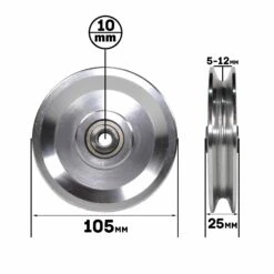105 Mm Aluminium Pulley -Sams Fitness Store Z MM ALU 105 measurements