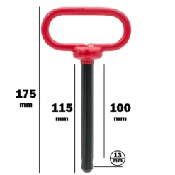 Locking Pin 115mm D13mm 7 Locking Pin 115mm D13mm -Sams Fitness Store Z PIN 13 115 measurements