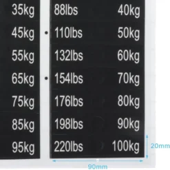 Weight Stickers 5-150kgs/lbs 7 Weight Stickers 5-150kgs/lbs -Sams Fitness Store Z ST WTSTK5 100 5 100kg weight stack sticker dimensions